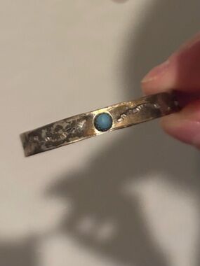 Silver and Faux Turquoise Baby Cuff Bracelet